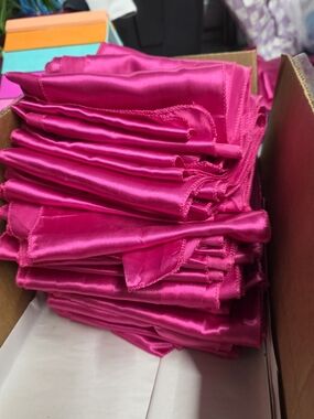 Vibrant Hot Pink Satin Fabric Chair Sasches